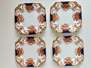 4 Vintage English Bone China Square Cake Plates – Imari-Style Pattern – c.1925 - Picture 1 of 8