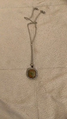 Elegant Unakite Stone Necklace with silver chain - Image 1 of 4