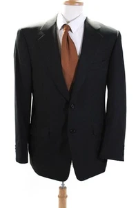Canali Mens Herringbone Print Two Button Blazer Jacket Black Wool Size IT 50 - Picture 1 of 9