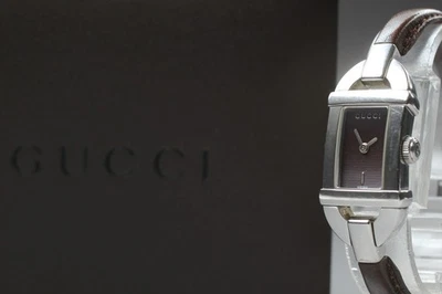 [Near MINT] Vintage GUCCI 6800L Brown Silver Women's Quartz Watch From JAPAN - image 1 of 4