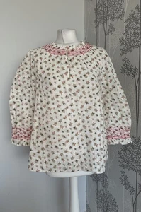 Top Wyse London Talla 3 Reino Unido 12 Ditsy Floral Algodón Bordado Escote Botón - Imagen 1 de 11