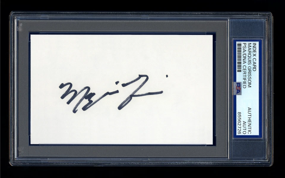 MARQUIS GRISSOM SIGNED MINT INDEX CARD PSA/DNA AUTOGRAPH ATLANTA BRAVES 1995 WSC - Image 1 of 1