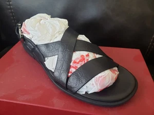 RARE SALVATORE FERRAGAMO Sandals Gancini Black Leather Slings Men 8 UK/9 US $990 - Picture 1 of 23