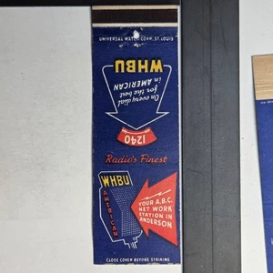 WHBU Anderson Indiana 1940s ABC Network Radio Station Matchbook - Picture 1 of 3