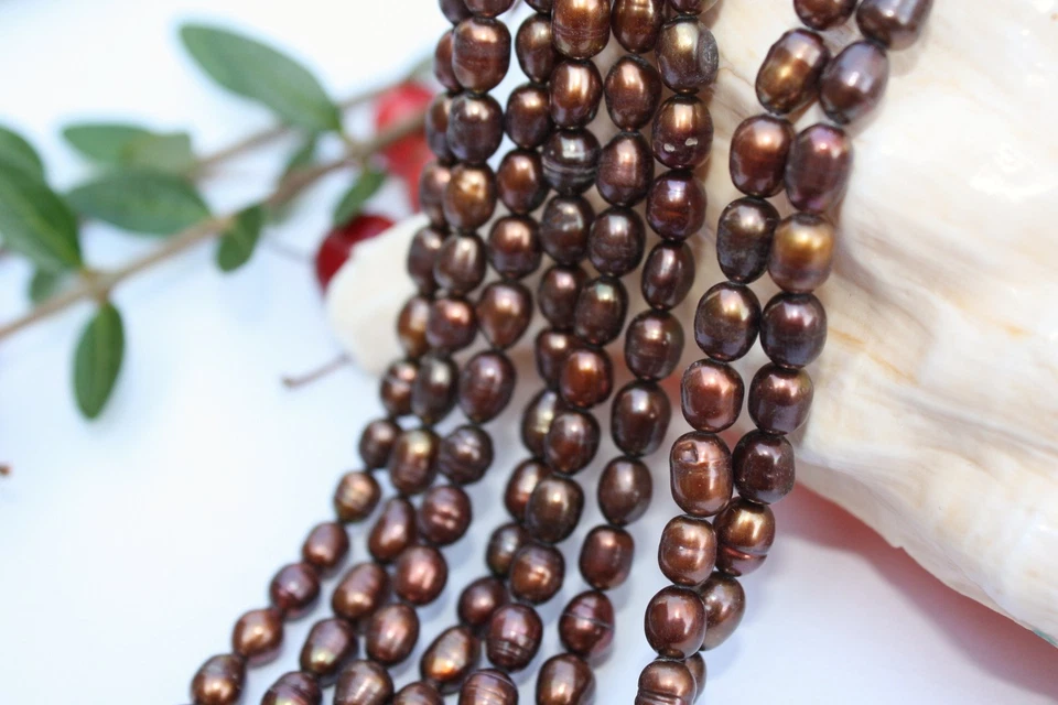 OV188 Zuchtperlen Strang Süßwasser Perlen Schmuck Kette Halskette 5-6mm Oval  - Bild 1 von 1