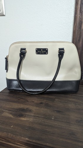 Borsa a tracolla Kate Spade crema nera Berkeley Lane Rachelle in pelle