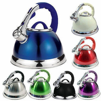 STAINLESS STEEL 3.5 L WHISTLING KETTLE HOME CAMPING GAS ELECTRIC CERAMIC HOBS UK - Image 1 of 4