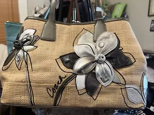 New COACH 10TH ANNIVERSARY HAMPTON SHOULDER BAG STRAW KISSLOCK 13531 - Picture 1 of 8