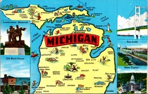 State of Michigan Map Postcard - Picture 1 of 2