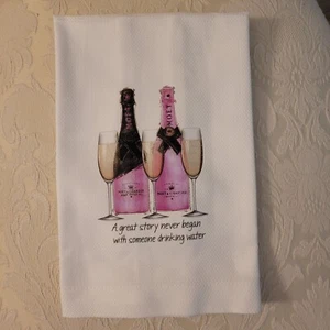 Neu. Küchentuch Champagner. Eine großartige Geschichte begann nie mit jemandem, der Wa trinkt - Bild 1 von 2