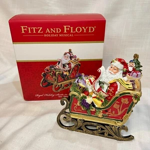 FITZ AND FLOYD Regal Holiday Santa ~ 2017 Musical Sleigh Plays "Toyland" *READ* - Picture 1 of 13