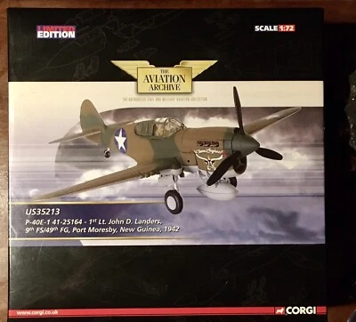 Corgi 1/72 Scale US35213 - P-40E-1 41-25164 1st Lt J.Landers 9th FS/49th FG 1942 - Image 1 of 2
