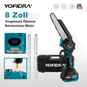 8" Mini Akku Kettensäge 18V Bürstenloser Motorsäge Automatischer Öler Mit Koffer - Bild 1 von 19