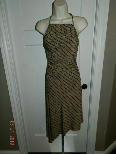 VETEMENTS Abito Max Studio taglia XS marrone a righe senza maniche orlo asimmetrico nuovo con etichetta