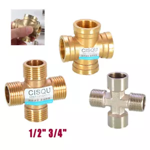 Conector de montaje de tubería aire agua BSP 1/2"" 3/4"" de latón hembra y macho - Imagen 1 de 11