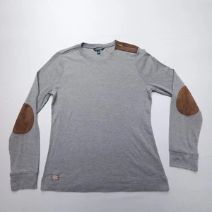 Lauren Ralph Lauren Long Sleeve Shirt Womens XL Gray Elbow Patches Shoulder Zip - Picture 1 of 9