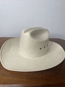 Elfenbein Textraw Stroh Cowboyhut Gr. 6 3/4 Western - Bild 1 von 7