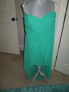 NUEVO CON ETIQUETAS *PARA MUJER TALLA 14 VERDE DAVID VESTIDO SIN TIRANTES DE NOVIA GASA ALTA/LO FALDA DELGADA - Imagen 1 de 5