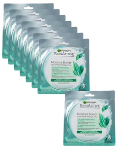 8 pack Garnier SkinActive Moisture Bomb Sheet Mask 1.08 fl oz w/ Green Tea - Picture 1 of 1