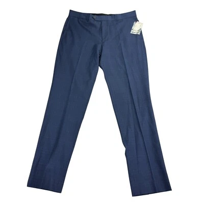 Traje Pantalones Brooks Brothers Para Hombres Calce Clásico Elastizados A Cuadros Lana Azul 36x34 Foto 1 de 4