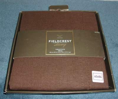 FIELDCREST LUXURY LINEN TABLECLOTH BROWN OBLONG 60 X 84 NEW IN BOX - Image 1 of 3