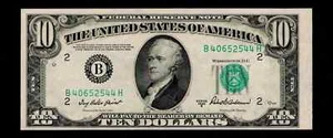 $10 1950-B Federal Reserve Note New York Uncirculated Free shipping (B174) - Picture 1 of 2