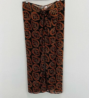 Mujer L Victoria's Secret Pantalones Transparentes Corbata Frontal Cubierta Negro Marrón Hojas Foto 1 de 4