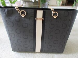Guess Fredericksburg Signature G Large Tote Bag Coal Color With Guess Logo NWT