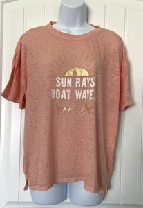 MAURCIES Summer Days Graphic Tee Womens Large Lightweight Pink Shirt Top - Picture 1 of 9