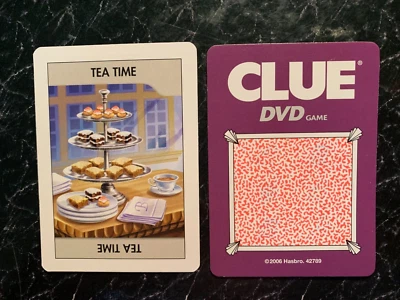 Clue  DVD  Tea Time  TIME CARD   Game Replacement Piece   2006   Hasbro - Image 1 of 3