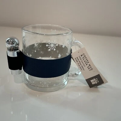 HECHO PARA VENTA AL POR MENOR TAZA DE VIDRIO 10,8 OZ y juego de frascos de plástico de 0,71 oz AQUÍ PARA LA ALEGRÍA Foto 1 de 4