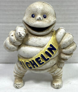 Vintage Bib (Bibendum) Michelin Tire Guy Man Figure Cast Iron Bank