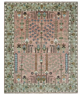 Hand Knotted Pink Beige 5x8, 6x9, 8x10, 9x12, 10x14, 12x15 Wool Area Rug | CP684 - Image 1 of 4