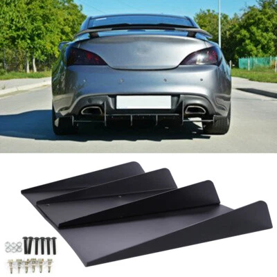 For Hyundai Kia Rear Diffuser Bumper 4 Shark Fins Spoiler Lower Splitter Black Foto 1 de 4
