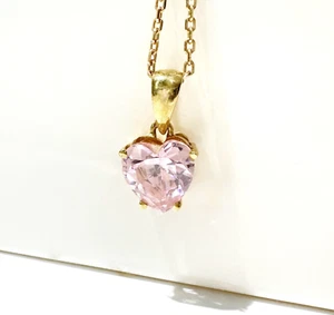 Vintage Gold and pink amethyst heart pendant - Picture 1 of 9