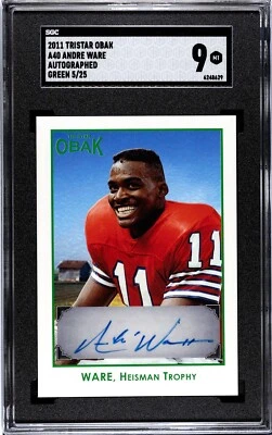 2011 Tristar Obak Andre Ware Autograph SGC 9 05/25 Houston Heisman Trophy - Image 1 of 2