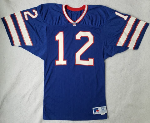 EUC VINTAGE RUSSELL ATHLETIC BUFFALO BILLS JIM KELLY #12 JERSEY SZ 38 MADE USA Cover