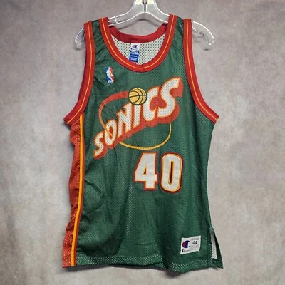 Camiseta deportiva Shawn Kemp 40 vintage campeona de los 90 auténtica Seattle Supersonics 44 L Foto 1 de 4