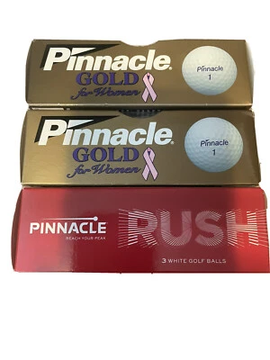 Lote de 3 mangas de pelota de golf Pinnacle Gold & Rush para mujer cinta rosa cáncer de mama Foto 1 de 4