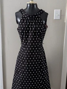 White House Schwarzmarkt Kragen schwarz & weiß gepunktet Cocktailkleid Gr. 6 Neu mit Etikett  - Bild 1 von 13