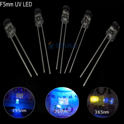 5mm DIP Runde Ultraviolette LED UV Leuchte 365nm 380nm 395nm Leuchtdiode - Bild 1 von 4
