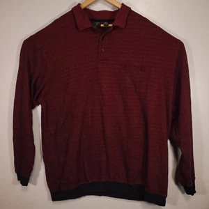 Vintage Falcon Bay Men's 3XLT Wine Red & Black Grid Check Long Sleeve Polo Shirt - Picture 1 of 8