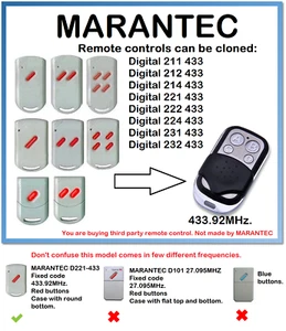 Duplicador de control remoto MARANTEC Digital 211,212,214,221,222,224,231,232 433 - Imagen 1 de 6