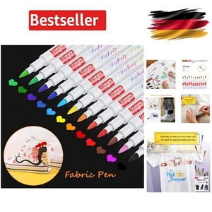 12 Stück Textilstifte Textilmarker Waschmaschinenfest Stoffmalstifte - Bild 1 von 10