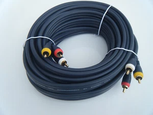 25Ft 3-RCA 254-325BL Composite Audio Video Gold Plated Cable Male to Male - Picture 1 of 3