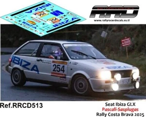 DECAL/CALCA 1/43; Seat Ibiza GLX Pascali-Sasplugas Rally Costa Brava 202 - Imagen 1 de 2