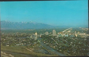 Salt Lake City Utah Aerial Night View Postcard - Picture 1 of 2