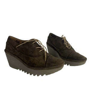 Fly London Yumi Wildleder Plateau Keilabsatz Schuh Bootie Gr. 40 klobiger Absatz bequem - Bild 1 von 8