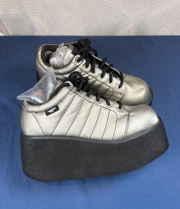Rocket Dog Platform Chunky Y2K Stomper Silver Size 10 Womens Black Sole Rave Emo - Picture 1 of 22