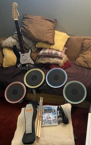 Rockband 2 Wii Bundle - Drums, Drum Sticks, Pedal, Guitar & 2 Mics - Picture 1 of 2